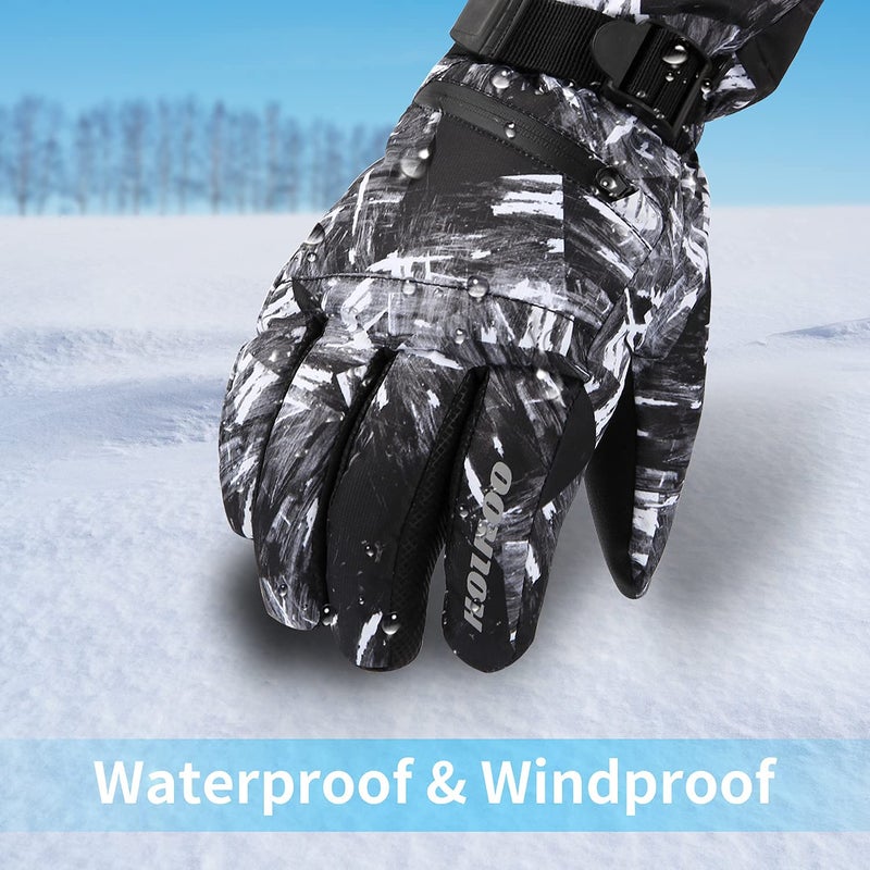 HOIHOO Ski Gloves  Waterproof Snow Gloves -30? Winter Gloves for Cold Weather Touchscreen Snowboard Glove Warm for Men Women (Black  Large) - Image 4